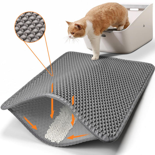 Doppelschicht-Katzenstreumatte – Waben-Design, verschiedene Größen, leicht zu reinigen