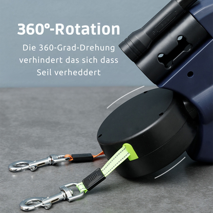 Doppelte Ausziehbare Hundeleine 3 m – LED-Gassi-Leine mit 360° Verwicklungsfrei-System