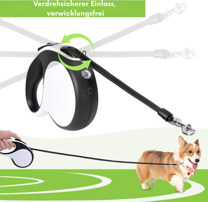 Automatische Einziehbare Gassi-Leine mit Taschenlampe & Reflexstreifen