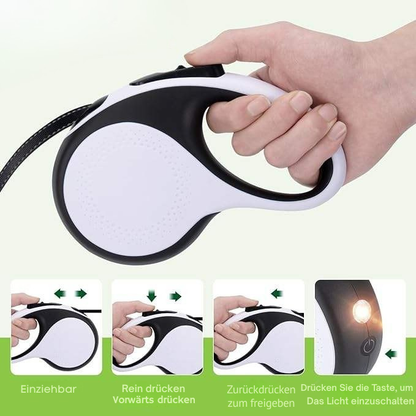 Automatische Einziehbare Gassi-Leine mit Taschenlampe & Reflexstreifen