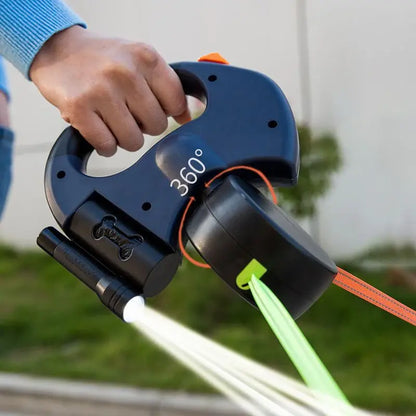 Doppelte Ausziehbare Hundeleine 3 m – LED-Gassi-Leine mit 360° Verwicklungsfrei-System
